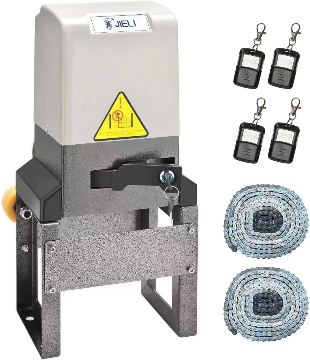 Jieli 1800 lb heavy-duty automatic sliding gate opener with chain drive motor and four remote controls